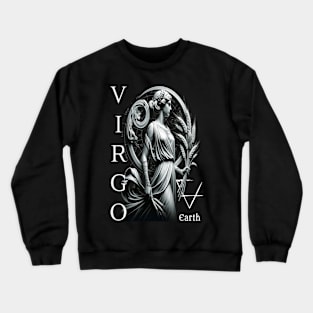 Elegant Virgo Zodiac Sign & Earth Element Crewneck Sweatshirt